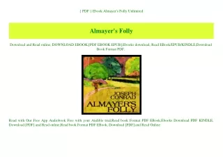 { PDF } Ebook Almayer's Folly Unlimited