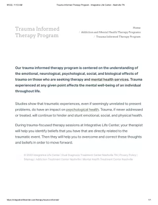 Trauma Informed Therapy Program
