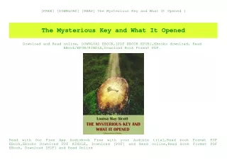 [FREE] [DOWNLOAD] [READ] The Mysterious Key and What It Opened (E.B.O.O.K. DOWNLOAD^