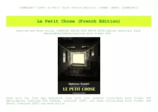 [DOWNLOAD^^][PDF] Le Petit Chose (French Edition) [[FREE] [READ] [DOWNLOAD]]