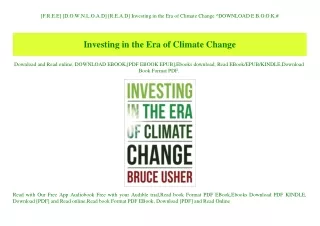 [F.R.E.E] [D.O.W.N.L.O.A.D] [R.E.A.D] Investing in the Era of Climate Change ^DOWNLOAD E.B.O.O.K.#