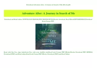 Download Adventure After A Journey in Search of Me (Ebook pdf)