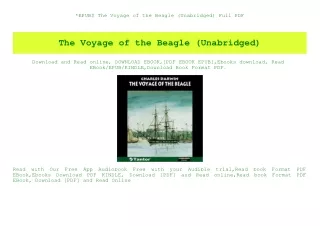EPUB$ The Voyage of the Beagle (Unabridged) Full PDF
