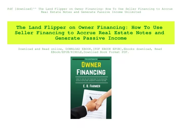 pdf download the land flipper on owner financing