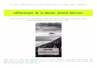 Pdf free^^ LÃ¢Â€Â™archipel de la Manche (French Edition) [[FREE] [READ] [DOWNLOAD]]