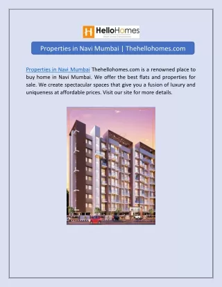 Properties in Navi Mumbai | Thehellohomes.com