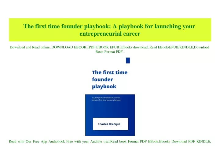 the first time founder playbook a playbook