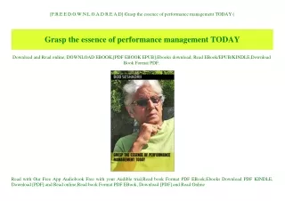 [F.R.E.E D.O.W.N.L.O.A.D R.E.A.D] Grasp the essence of performance management TODAY (E.B.O.O.K. DOWNLOAD^