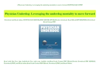 ^READ) Physician Underdog Leveraging the underdog mentality to move forward DOWNLOAD @PDF