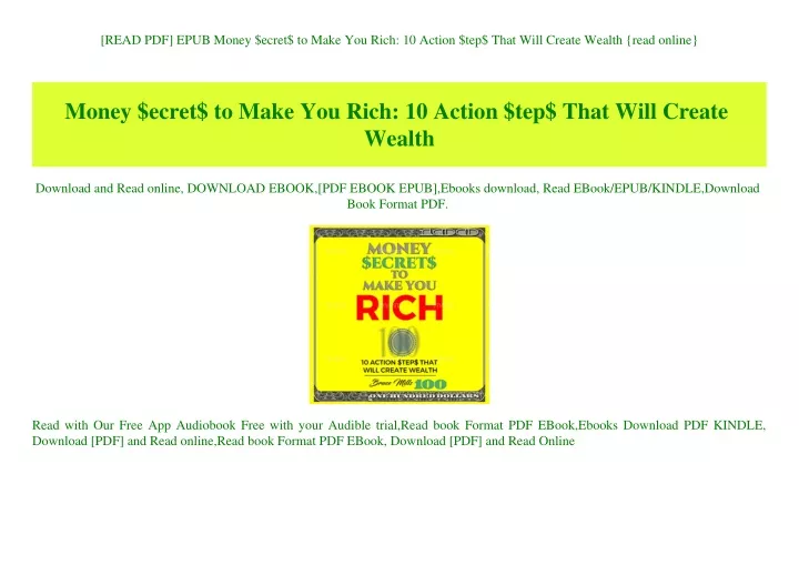 read pdf epub money ecret to make you rich