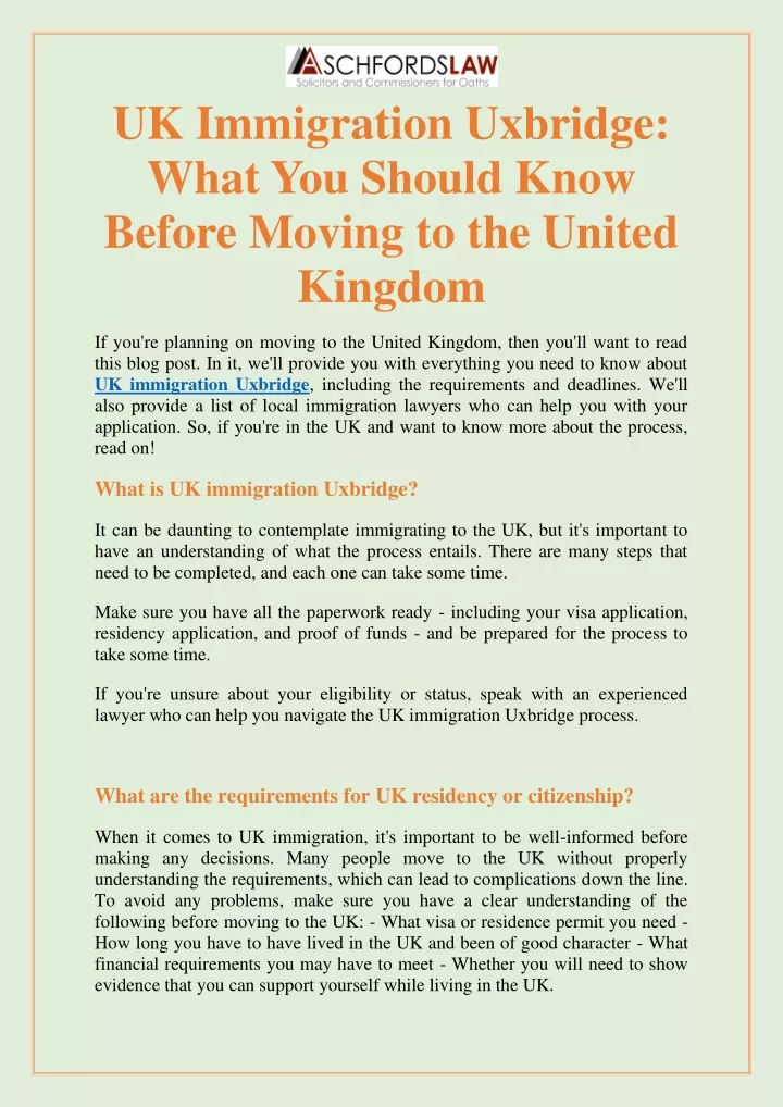 uk immigration uxbridge what you should know