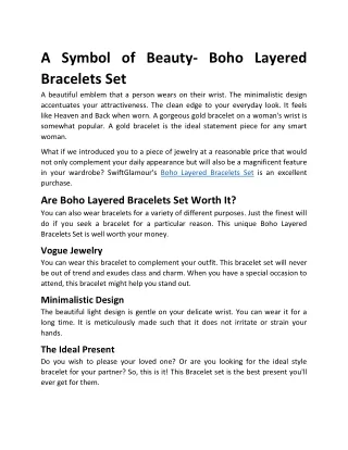 (SwiftGlamour)---A Symbol of Beauty- Boho Layered Bracelets Set