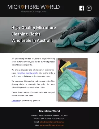 High-Quality Microfibre Cleaning Cloths Wholesale In Australia