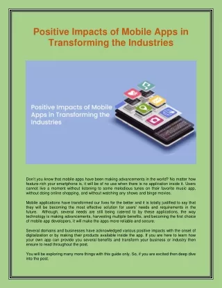 positive impacts of mobile apps in transforming