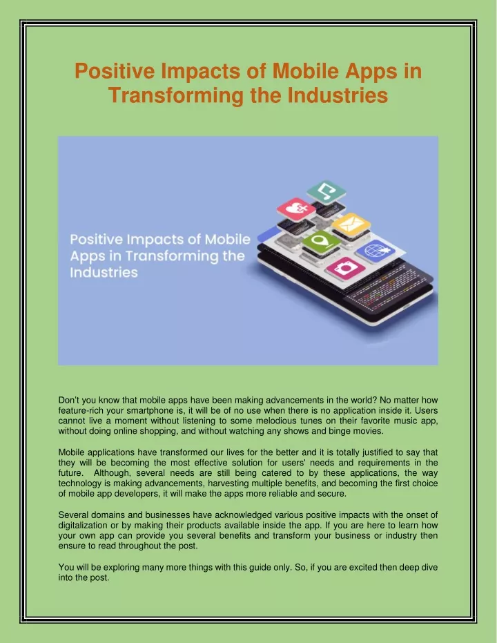 positive impacts of mobile apps in transforming