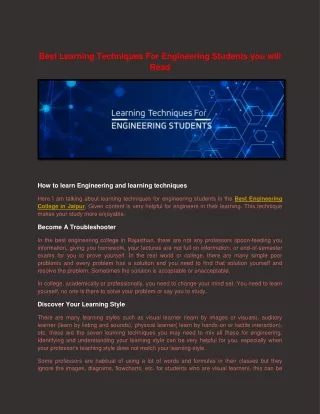 best learning techniques for engineering students