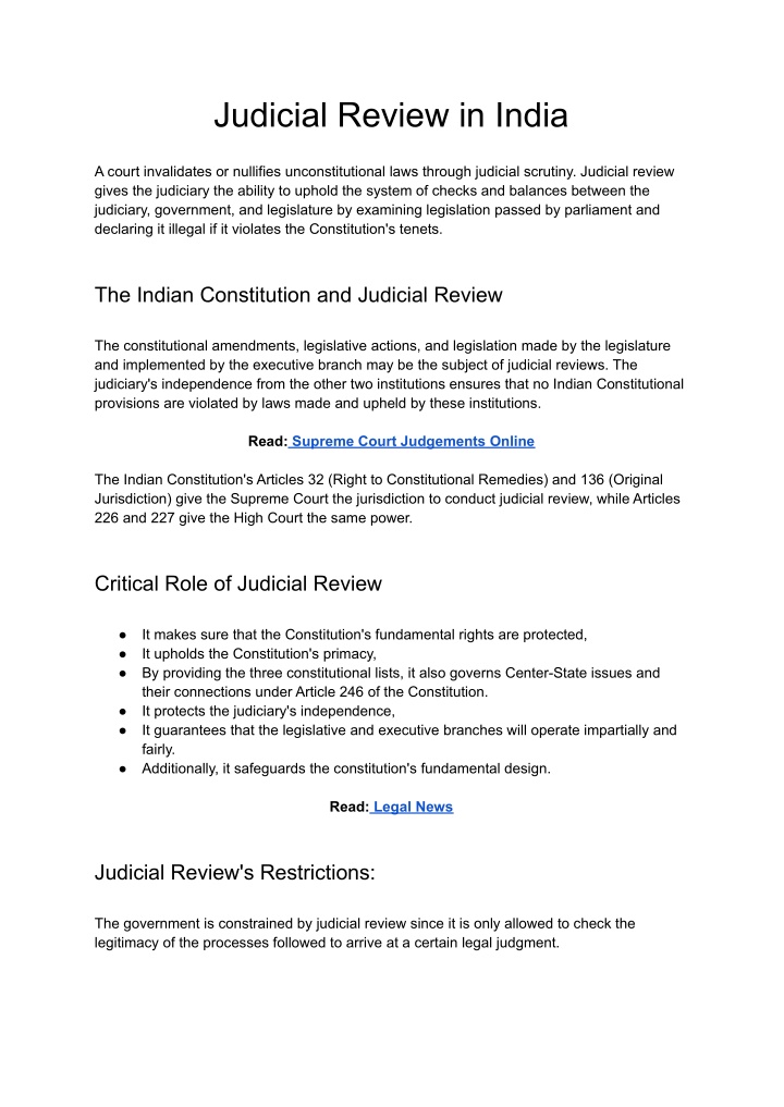 judicial review in india