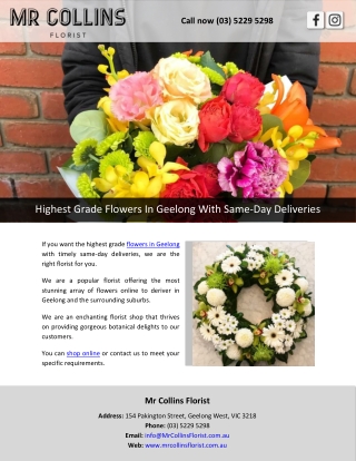 Highest Grade Flowers In Geelong With Same-Day Deliveries