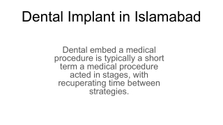 Dental Implant in Islamabad