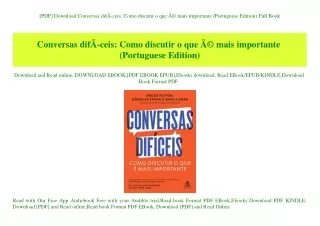 [PDF] Download Conversas difÃƒÂ­ceis Como discutir o que ÃƒÂ© mais importante (Portuguese Edition) Full Book