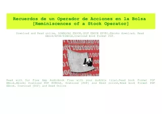 (READ)^ Recuerdos de un Operador de Acciones en la Bolsa [Reminiscences of a Stock Operator] [PDF EBOOK EPUB KINDLE]