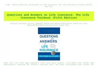 { PDF } Ebook Questions and Answers on Life Insurance The Life Insurance Toolbook (Fifth Edition) (DOWNLOAD E.B.O.O.K.^)