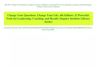ebook change your questions change your life