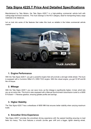tata signa 4225 t price and detailed