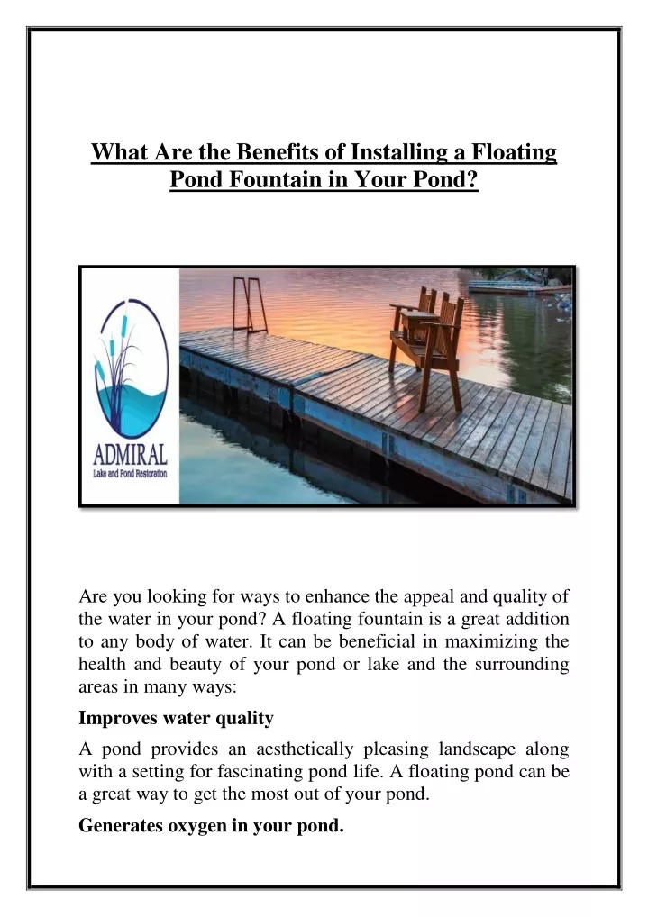 what are the benefits of installing a floating