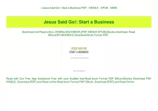 (B.O.O.K.$ Jesus Said Go! Start a Business PDF - KINDLE - EPUB - MOBI