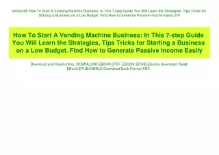 textbook how to start a vending machine business