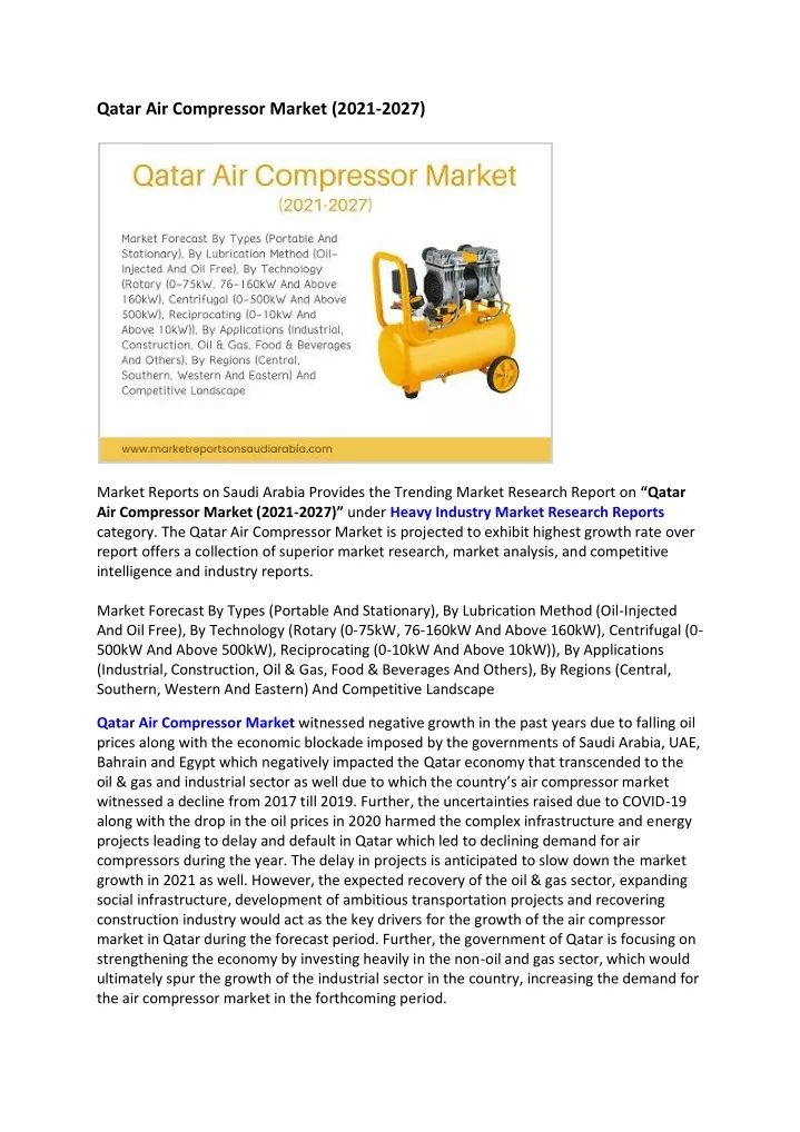 qatar air compressor market 2021 2027