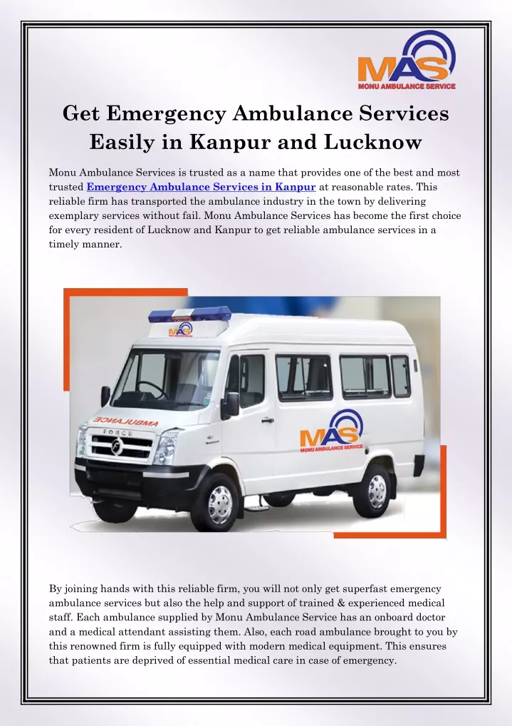 get emergency ambulance services easily in kanpur