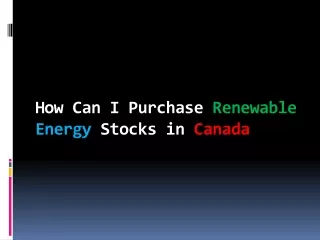 how can i purchase renewable energy stocks in canada