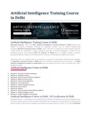 artificial intelligence training course in delhi