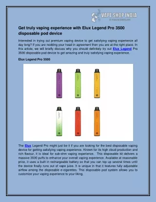 get truly vaping experience with elux legend
