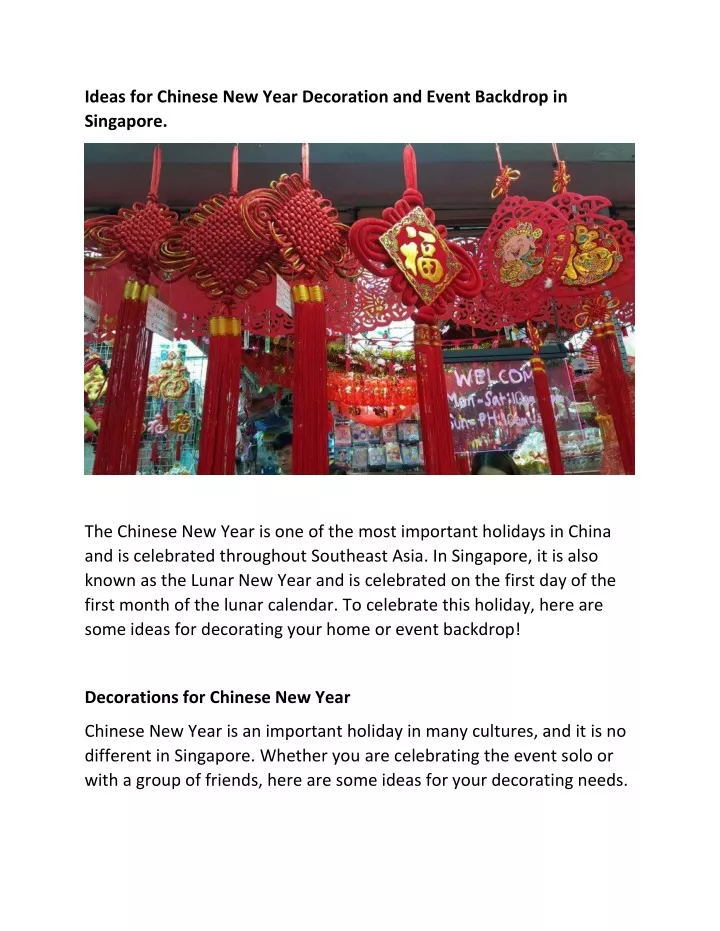 ideas for chinese new year decoration and event
