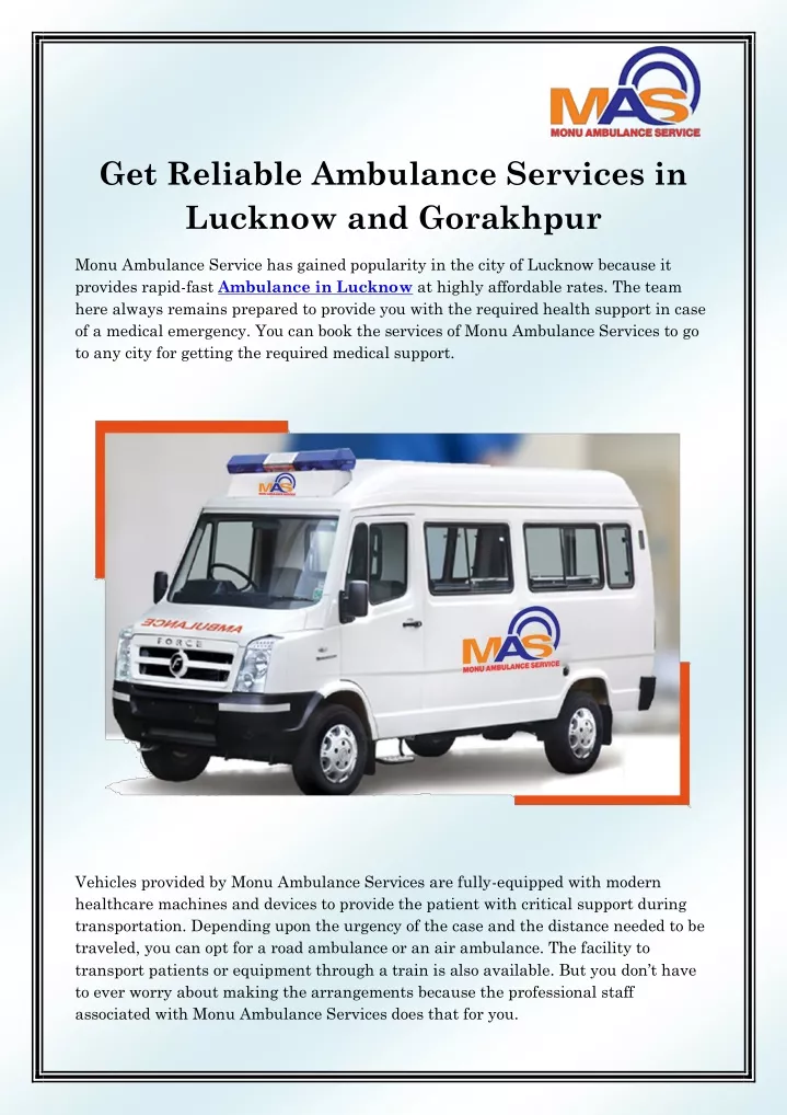 get reliable ambulance services in lucknow