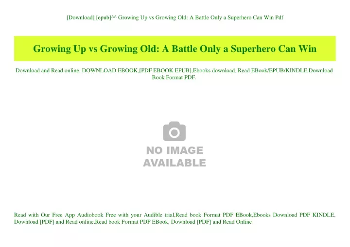 download epub growing up vs growing old a battle