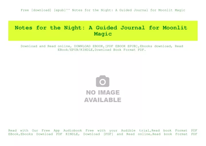 free download epub notes for the night a guided