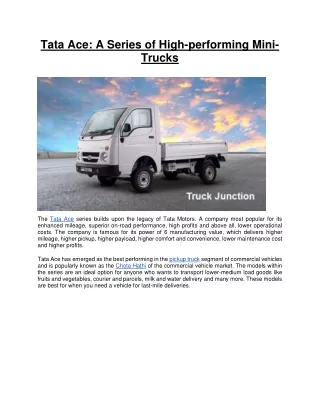 Tata Ace: A Series of High-performing Mini-Trucks