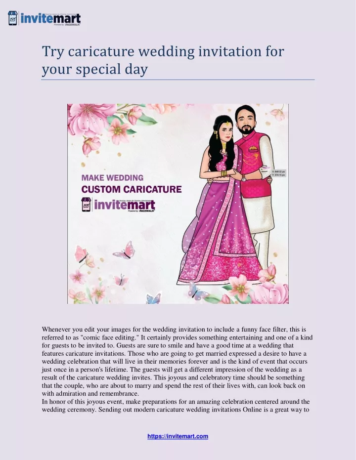 try caricature wedding invitation for your