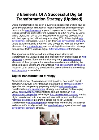 3 elements of a successful digital transformation