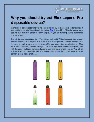 why you should try out elux legend pro disposable
