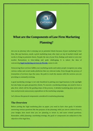 What are the Components of Law Firm Marketing Planning?