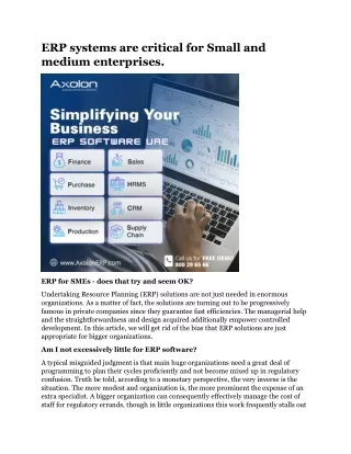 erp systems are critical for small and medium
