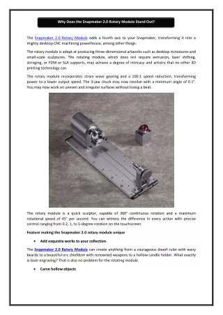 why does the snapmaker 2 0 rotary module stand out