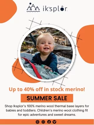 Iksplor  Kids’ Merino Wool Thermal Base Layers Summer Sale