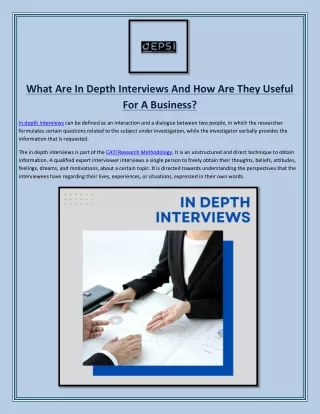 What Are In Depth Interviews And How Are They Useful For A Business?