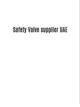 SAFETY VALVE SUPPLIER UAE